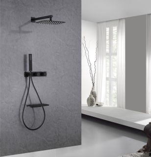 Душевая система ABBER Rund AF8750B с термостатом чёрный матовый